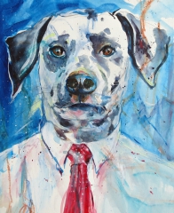 spotty dog (acrylics on old life drawing)
