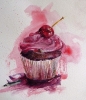 dawns cupcake (acrylics/collage) (SOLD)