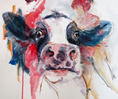 cow (acrylics on old life drawing)