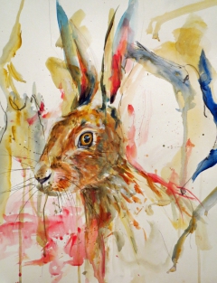 hare today (acrylics on old life drawing)