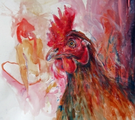 cocky locky (acrylics on old life drawing)
