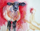 sheep (acrylics on old life gesture drawing)