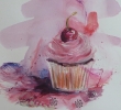 cupcake (acrylics and collage) SOLD